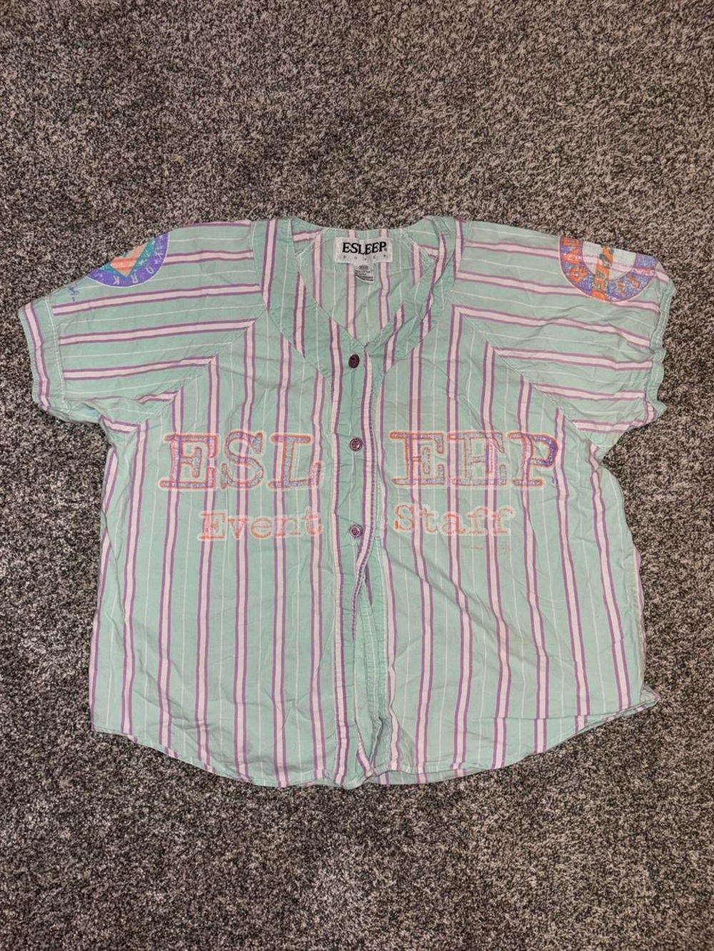 Vintage 90s Esleep Striped Pajama Shirt